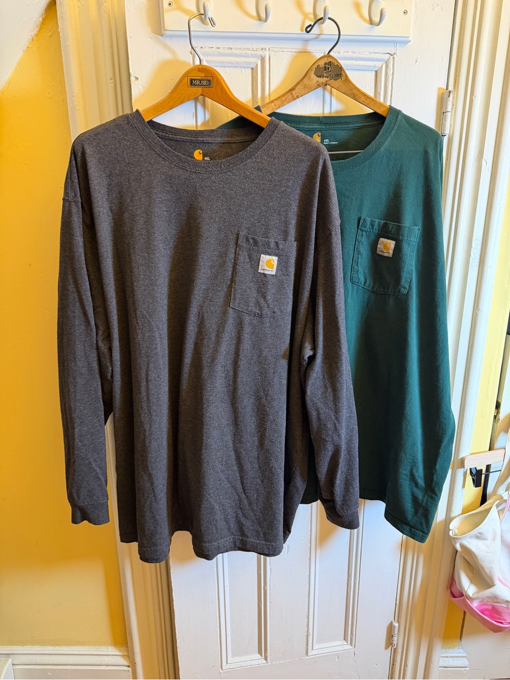 Carhartt Men’s 4XL Long Sleeve Pocket T Shirt Lot of 2 Green Gray Workwear